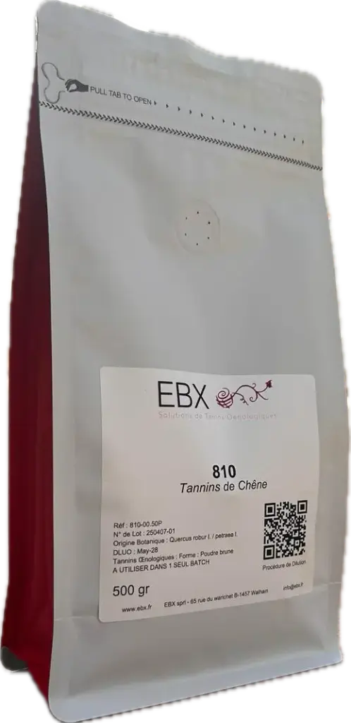 [810-00.50Pa] EBX 810 - Taninos en Polvo - Roble Francés Sin Tostar - 500 g